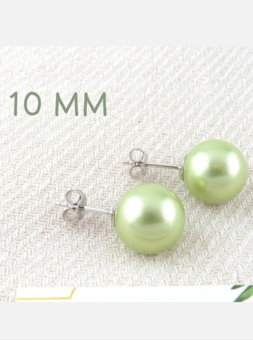 Green Pearl Stud Earrings